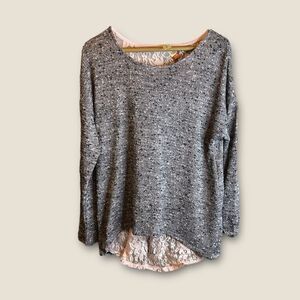 5 for $25🔥Juniors XL (15-17) NOBO Grey & Pink Lace Back Long Sleeve T-Shirt